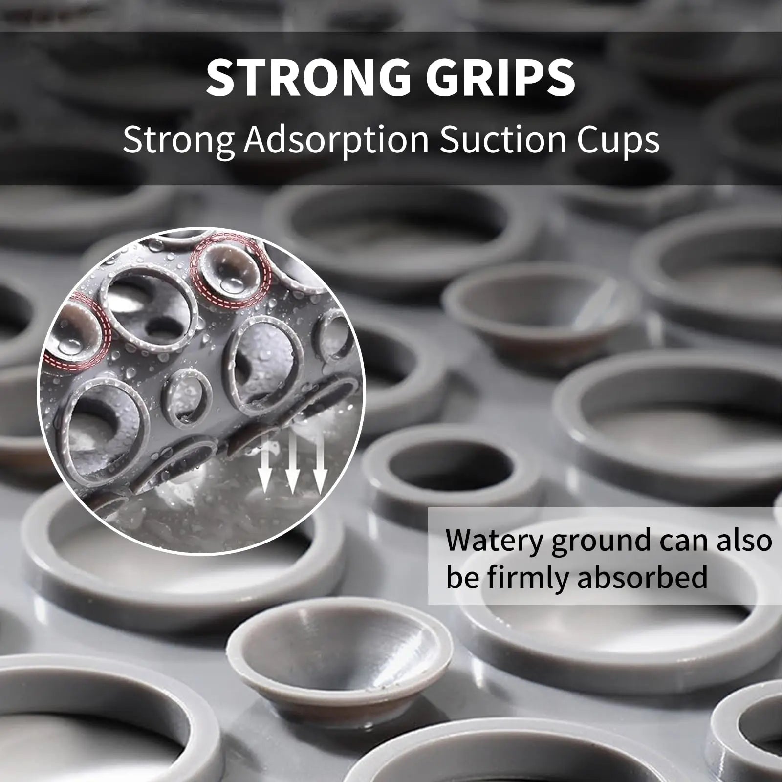 Non-Slip Shower & Tub Mat, Quick Drain, Strong Grip